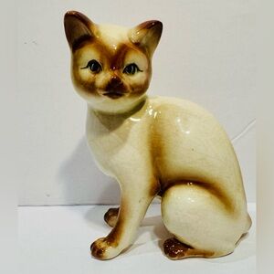 MCM Vintage Ceramic Standing Siamese Cat Figurine
